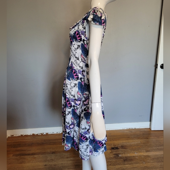 Hearts and Roses Retro Butterfly Print Midi, VGUC, Size XL - Picture 4 of 9